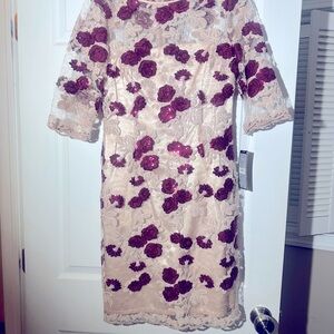 Floral Lace Dress with Purple Accents